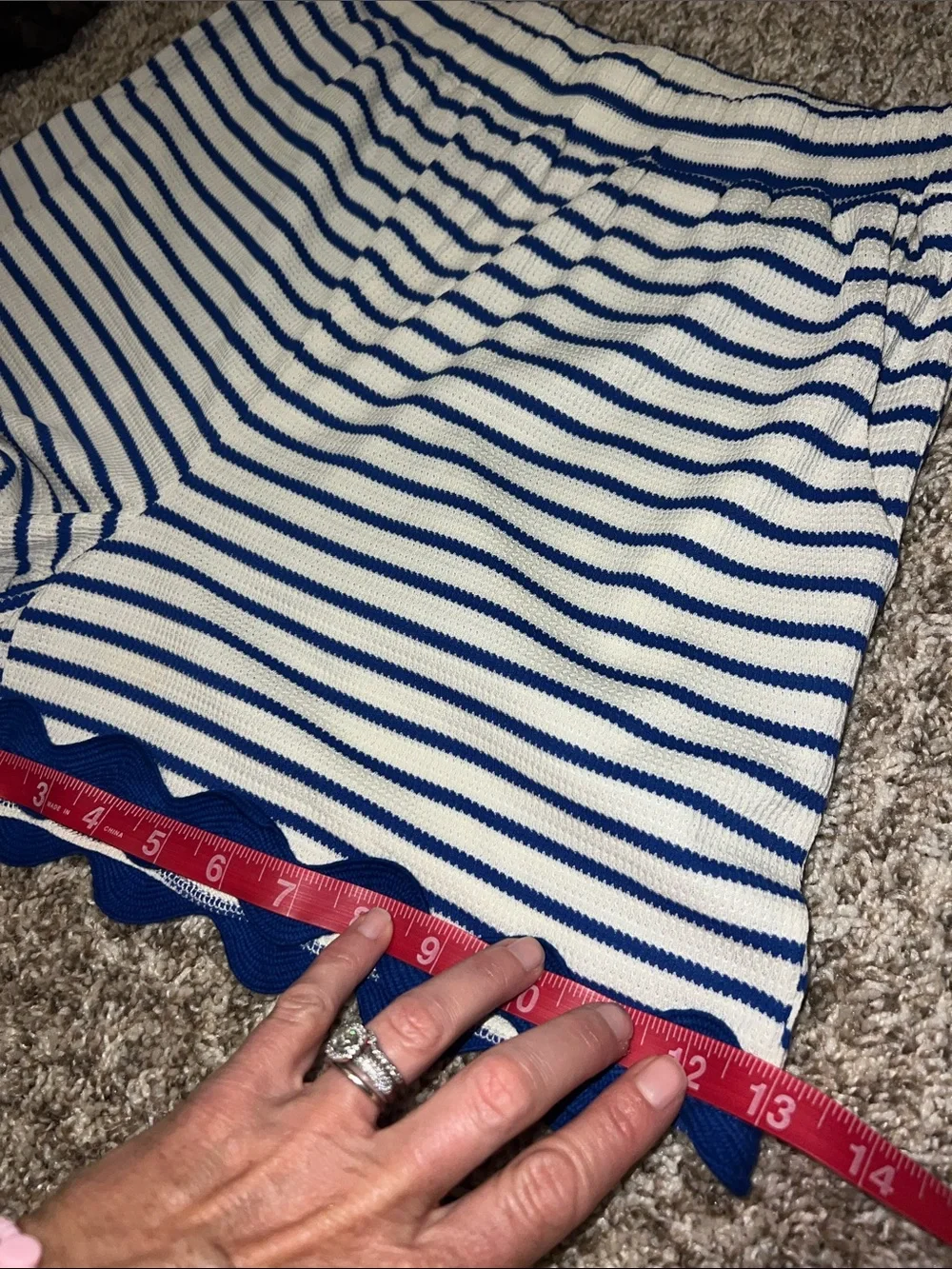 Entro Royal Blue & White Striped Elastic Shorts with Ric Rac Scalloped Hem CUTE! - Picture 6 of 11